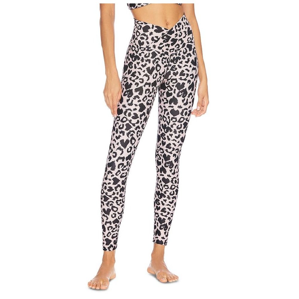 Beach Riot Cara Leopard Print Leggings in Baby Pink